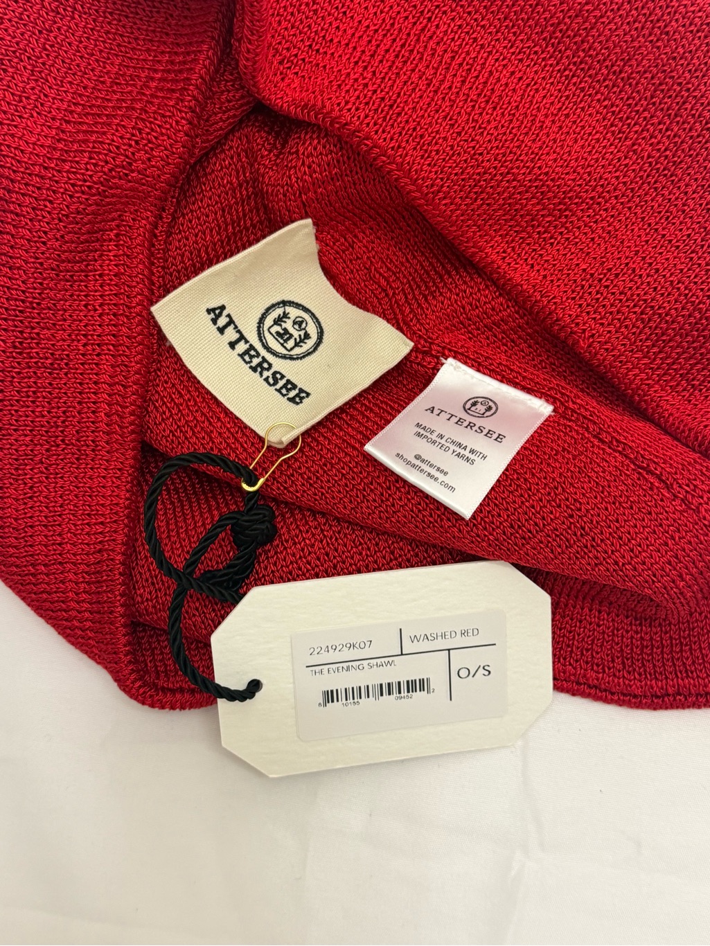 Attersee The Evening Shawl Washed Red One Size Nwt — image 3 of 4